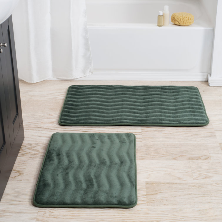 PLYH Set of 2 Memory Foam Bath Mats NonSlip Microfiber Bath Mats for